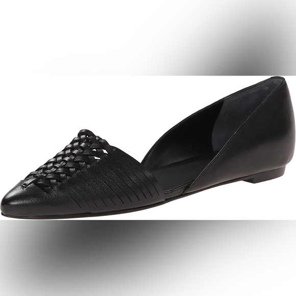 Belle by Sigerson Morrison | Veda Black D'Orsay Woven Leather Flats - Picture 2 of 7
